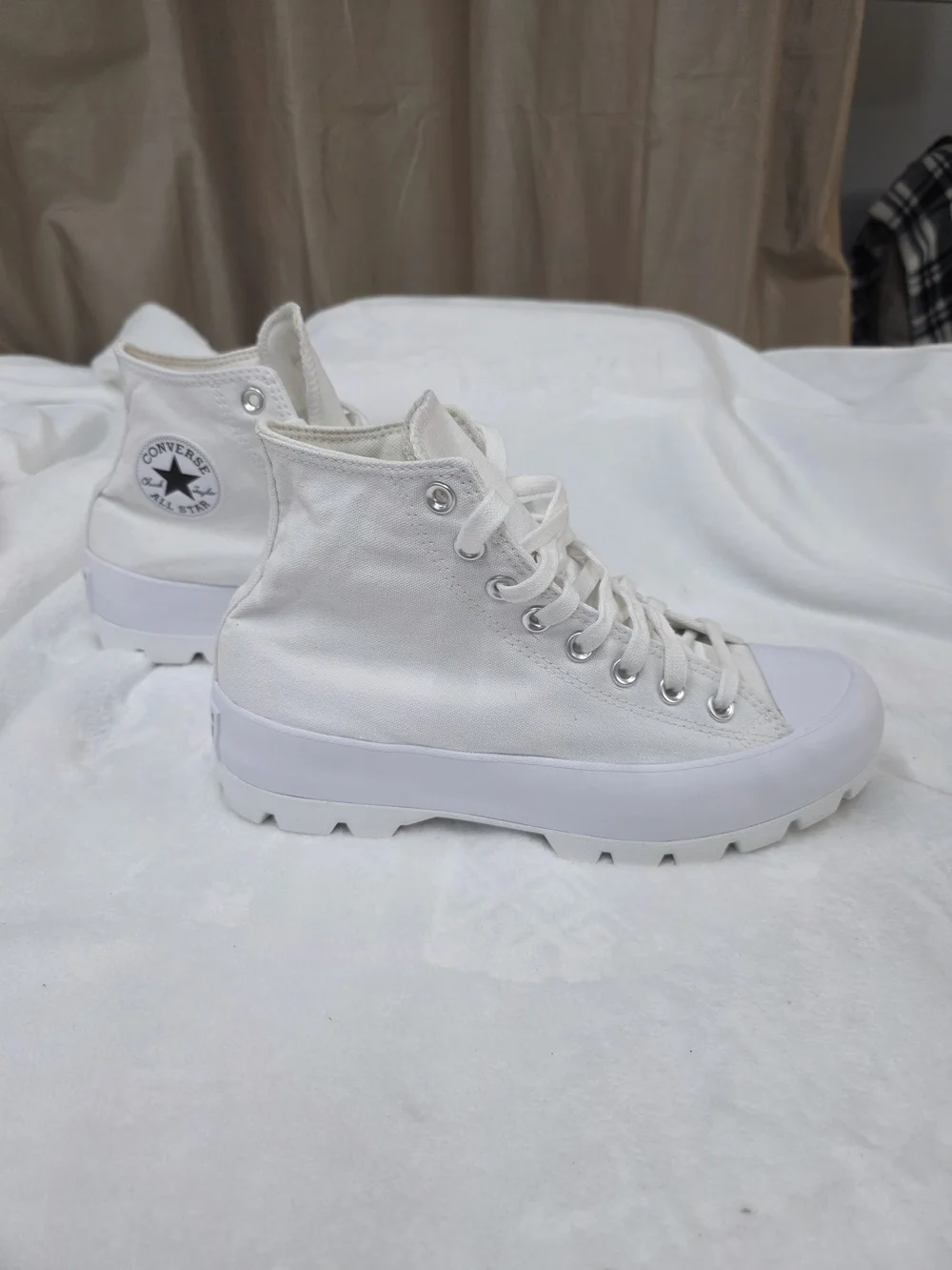 Converse Women's White Platform Lug Sole High-Top Sneakers - Picture 2 of 10